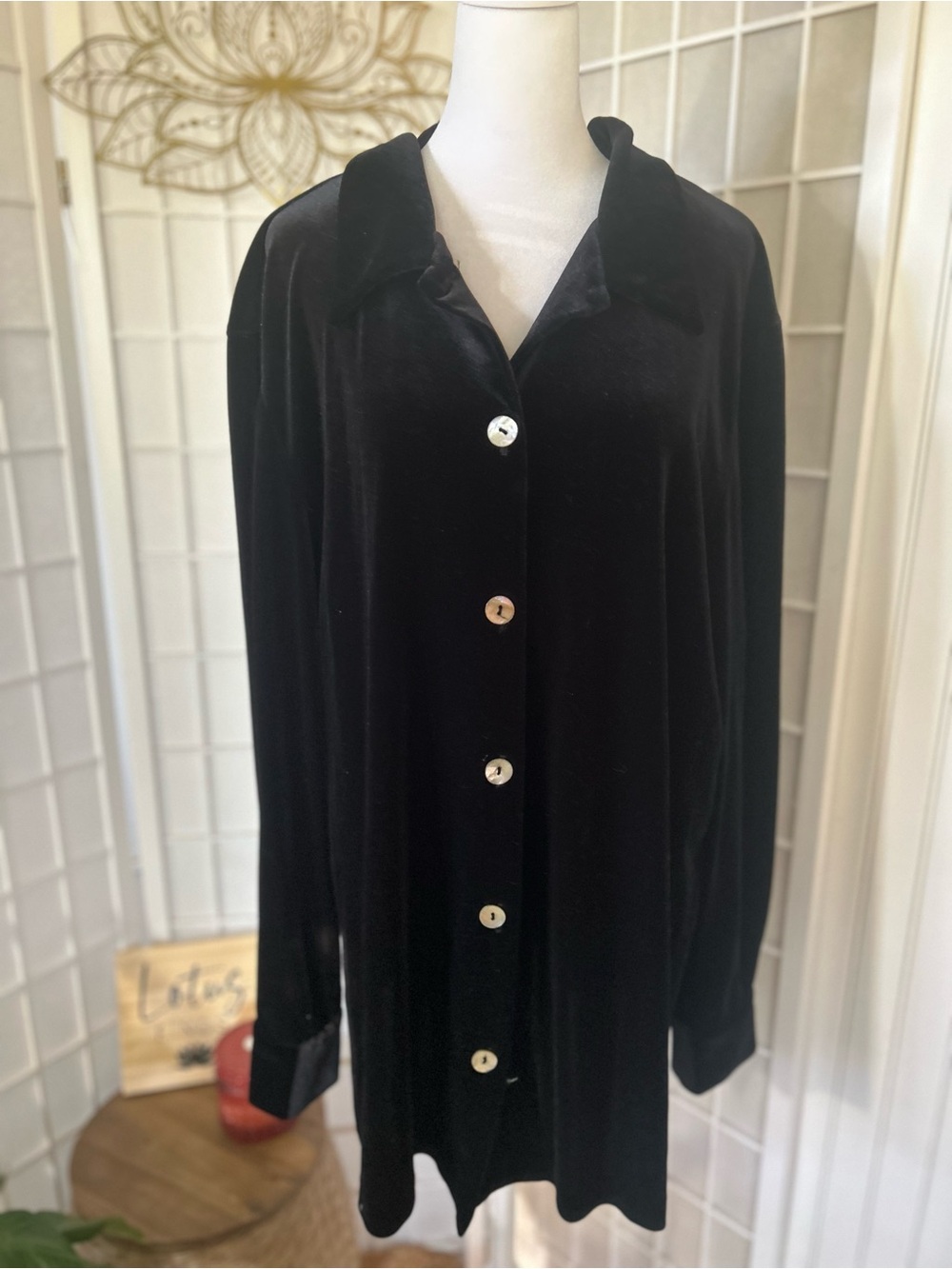 Briggs 2X Black Velvet Like Tunic Jacket